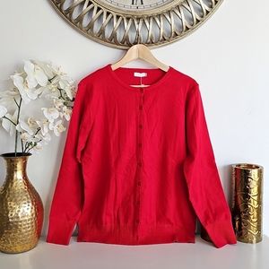 Halife Red Cardigan Sweater Women Long Sleeve Sweater Buttons Down XL